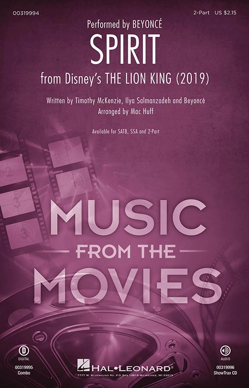 Spirit - Lion King 2019 - 2-Part Choral (pack of 5) cover