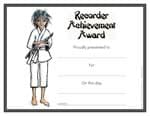 Recorder Achievement Award Certificate - Downloadable / Fillable Certificate thumbnail
