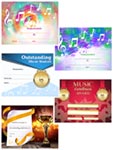 Watercolor Music Award - Pack of 25 (pink/orange) Certificates