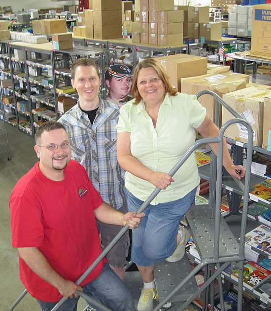 Our shipping team in the warehouse