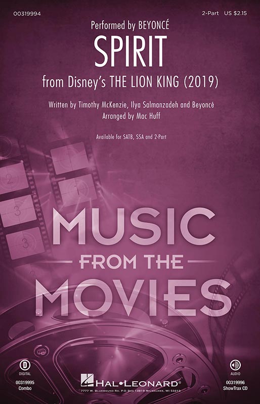 Spirit - Lion King 2019 - 2-Part Choral (pack of 5)