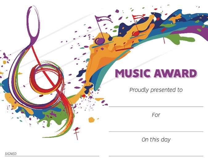 Music Award Certificate