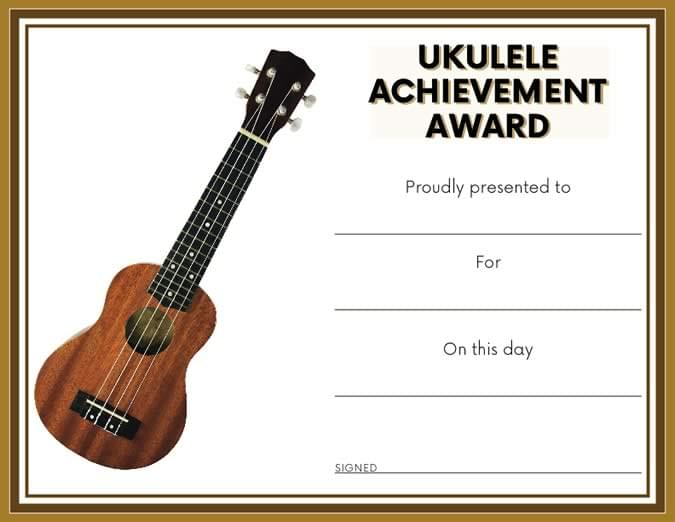 Ukulele Achievement Award Certificate